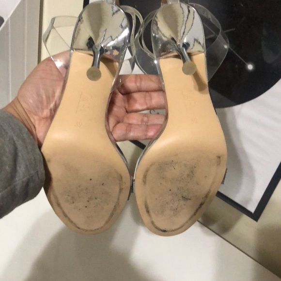 Zara Ankle Strap Clear and Silver high heel Sandal - Picture 5 of 6